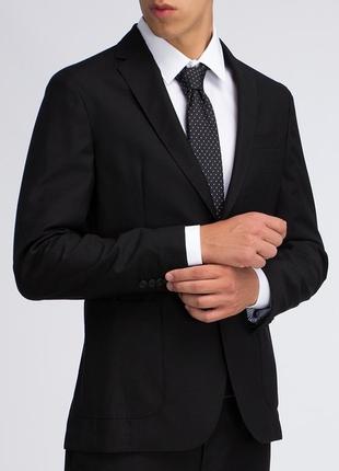 Мужской элегантный базовий шерстяной приталеный чёрный пиджак hugo boss оригинал размер 50