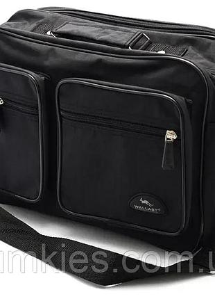 Чоловіча сумка wallaby 2647 чорна барсетка через плече папка портфель а4 35x24x15sм