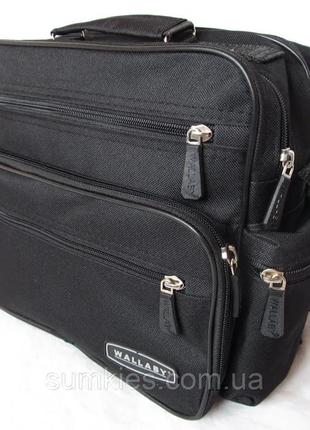 Чоловіча сумка wallaby 2440 чорна барсетка через плече портфель 29x24x15sм