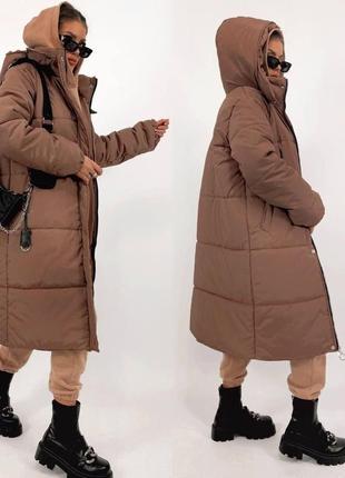 Женское пальто с капюшоном мод:70.97/ мр 044 длинная куртка пуховик ( 42-46, 48-52)3 фото