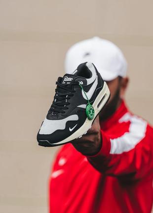 Мужские кожаные кроссовки nike air max 1 patta black#найк