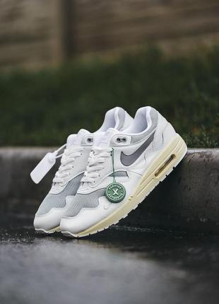 Мужские кожаные кроссовки nike air max 1 patta white#найк