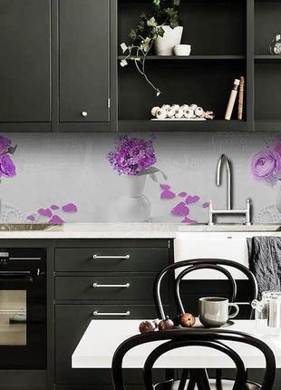 Наклейки кухонный фартук zatarga "l'amour " 650х2500 мм фиолетовый