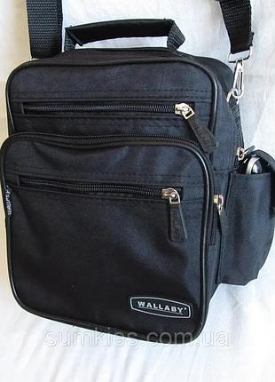 Чоловіча сумка wallaby2665 чорна барсетка через плече 20x25x16sм