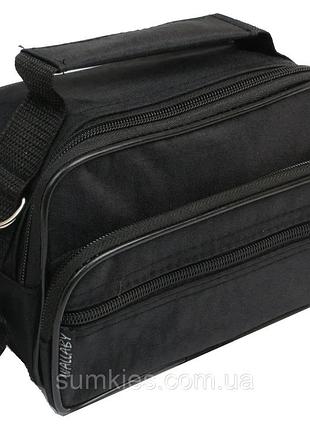 Чоловіча сумка через плече wallaby 2663 чорна барсетка на пояс 19x14x7см