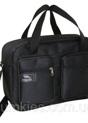 Чоловіча сумка wallaby 2620 чорна барсетка через плече папка портфель а4 35x24x10sм
