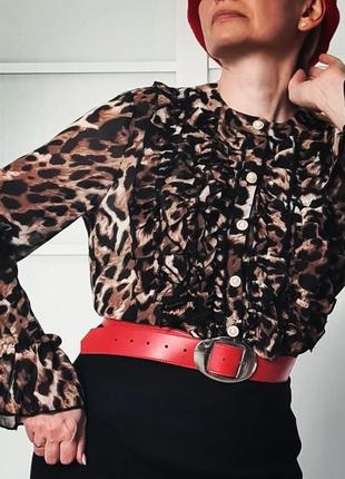 Класна екстравагантна яскрава шифонова блузка блуза шифон леопардовий принт леопард