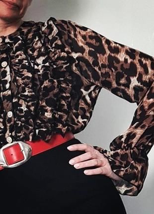 Класна екстравагантна яскрава шифонова блузка блуза шифон леопардовий принт леопард2 фото