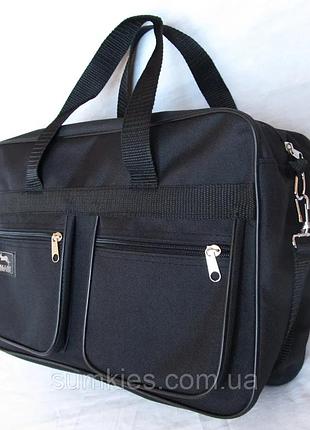 Чоловіча сумка wallaby 2630 чорна барсетка через плече папка портфель а4+ 38x26x13sм