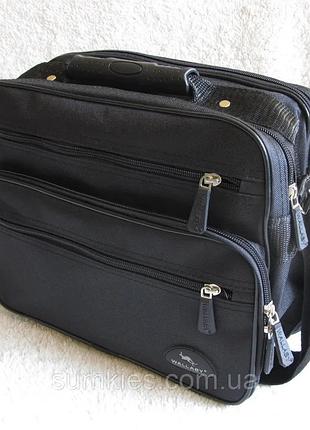 Чоловіча сумка wallaby 2411 чорна барсетка через плече портфель 29x24x16sм