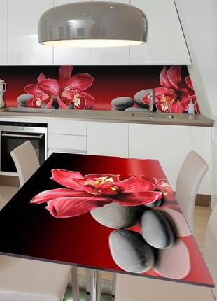 Наклейка 3д виниловая на стол zatarga «галька и пламя» 650х1200 мм для домов, квартир, столов, кофейн, кафе