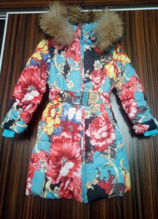 Пальто, зимова куртка kiko, розмір 128см, 8років3 фото