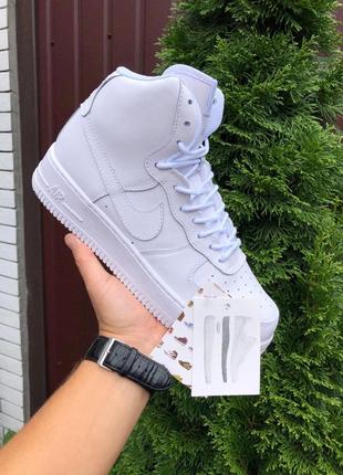 Женские высокие кожаные кроссовки nike air force #найк
