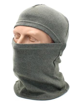 Балаклава маска тактична зимова на обличчя і голову тепла на флісі хакі олива
