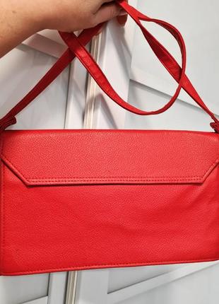 Чудова мила яскрава червона вінтажна сумочка сумка довга ручка на плече ремінець ретро вінтаж4 фото