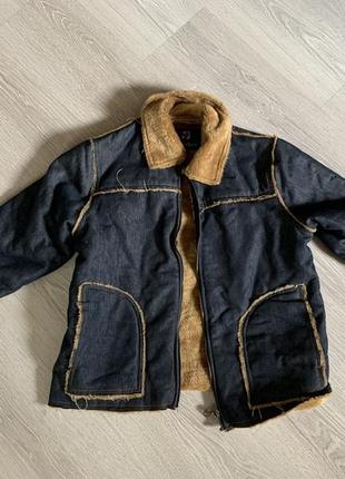 Курточка джинсовая с мехом1 фото