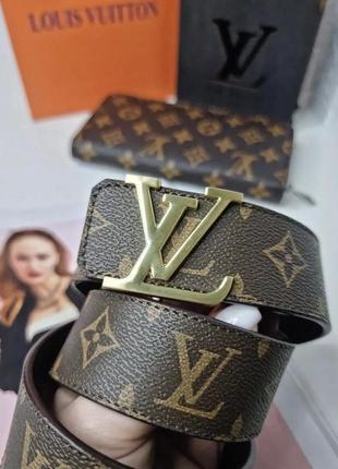 Кожаный коричневый ремень в стиле lv louis vuitton