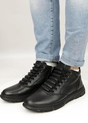 Стильные ботинки мужские зимние черные деми,демисезонные,осенние,весенние,зимние (осень-весна,зима 2022-2023)