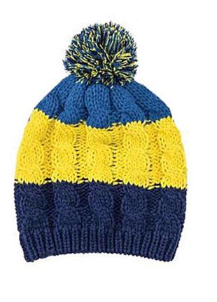 Дитяча шапка lupilu в'язка, фліс 86-98 см жовтий + синій патріотична дитяча детская шапка lupilu вязка, флис 86-98 см ,104-116см  желтый + синий1 фото