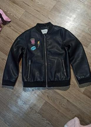 Фірмова кожанка утеплена куртка зара 7-8 років ріст 122-128