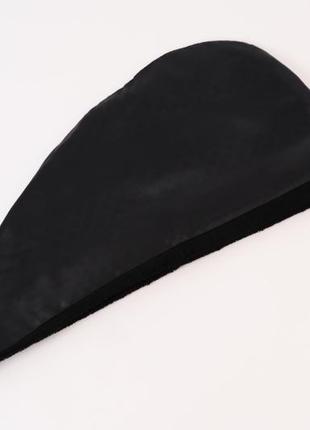 Набір шовковий 1 тюрбан-рушник + 2 рушника для обличчя. колір чорний. (натуральний шовк/махра)6 фото