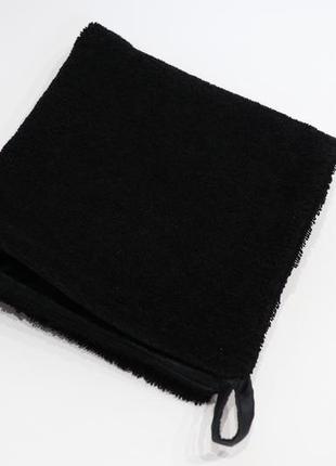 Набір шовковий 1 тюрбан-рушник + 2 рушника для обличчя. колір чорний. (натуральний шовк/махра)10 фото