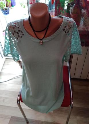 Модная трикотажная кофта,красивый рукав крыжевной