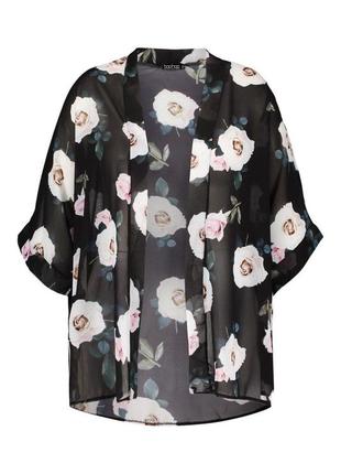 Блуза-кимоно в цветы boohoo черная3 фото