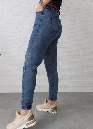 Джинсовые джоггеры, джинсы на манжете, джинсы варенки, джеггинсы варенки, синие варенки р 46-522 фото