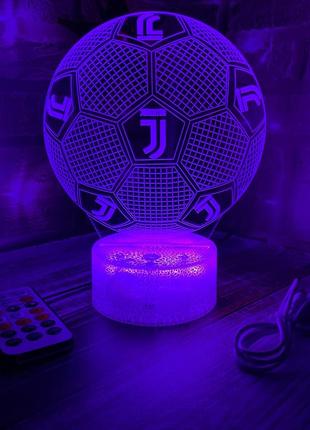 3d-лампа фк ювентус турин, подарок для фанатов футбола, светильник или ночник, 7 цветов и 4 режима, пульт4 фото