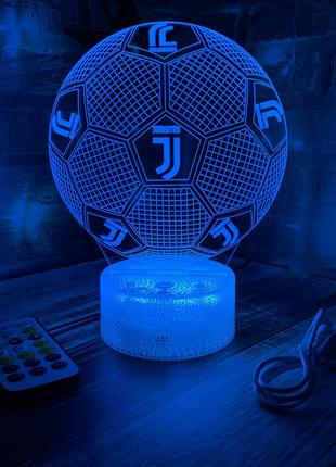 3d-лампа фк ювентус турін, подарунок для фанатів футболу, світильник або нічник, 7 кольорів та 4 режими, пульт5 фото