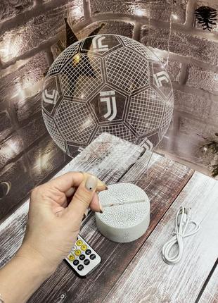 3d-лампа фк ювентус турин, подарок для фанатов футбола, светильник или ночник, 7 цветов и 4 режима, пульт9 фото