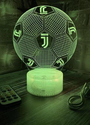 3d-лампа фк ювентус турін, подарунок для фанатів футболу, світильник або нічник, 7 кольорів та 4 режими, пульт8 фото