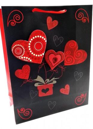 Пакет подарочный картонный с аппликацией"love" (30х38х12 см)