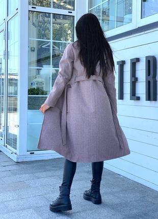 Женский кашемировое пальто m-l xl-2xl (46-48 50-52) длинное пальто осеннее весеннее демисезон пудра6 фото