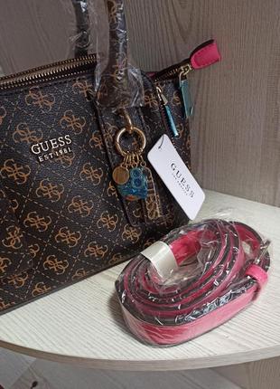 Маленька сумочка guess little paris mini коричнева з рожевим 4 g гесс3 фото