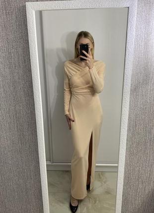 Платье вечернее maxi nude boohoo1 фото