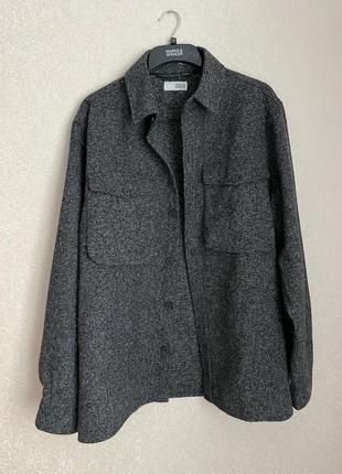 Дуже класна тепла сорочка оверсайз пальто темно сіра solid1 фото