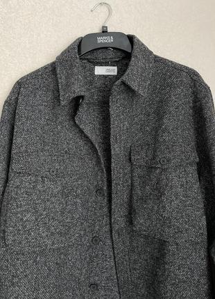 Дуже класна тепла сорочка оверсайз пальто темно сіра solid2 фото