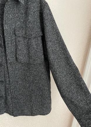 Дуже класна тепла сорочка оверсайз пальто темно сіра solid4 фото