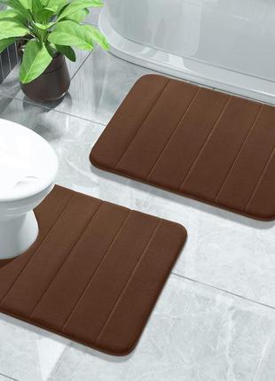 Набор ковриков для ванной и туалета с эффектом памяти 2 шт (40 х 60 см и u-образный 50 х 50 см) коричневый