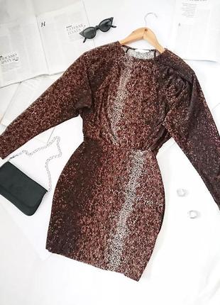 Трендова коричнева міні сукня-реглан/плаття h&m, на р. s