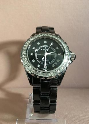 Chanel paris j12 diamond bezel black ceramic bracelet watch 38mm .unisex.