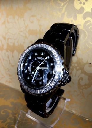 Chanel paris j12 diamond bezel black ceramic bracelet watch 38mm .unisex.3 фото