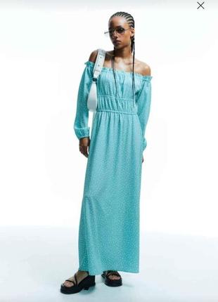 H&m - платье креп с открытыми плечами6 фото