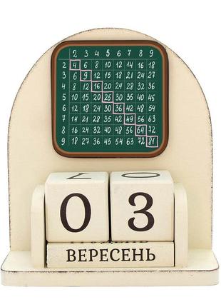 Вечный календарь "таблица умножения". настольный деревянный календарь с дизайном с двух сторон, ручная работа4 фото
