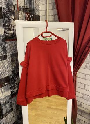Классный красный свитшот с рюшами для девочки, ovs, 152-158см3 фото