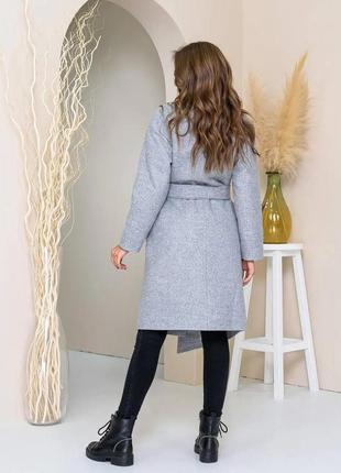 Жіноче зимове пальто кашемір на силіконі сірий до колін женское зимнее пальто2 фото