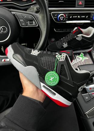 🍁🏀🖤❤️nike air xx3 jordan 4 retro bred❤️🖤🏀🍁 кроссовки мужские найк джордан 4 черные осень-весна, мужское кроссовки найк джордан 4 чёрные