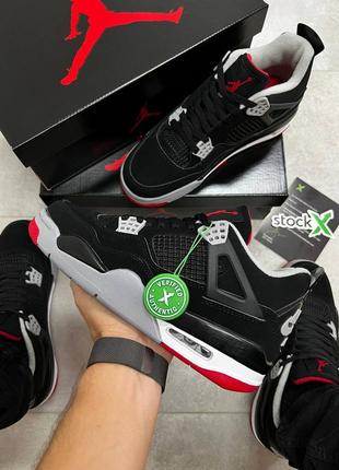 Кросівки джордан 4 чоловічі чорні nike jordan 4 black red, кроссовки найки джордан 4 мужские демисезонные